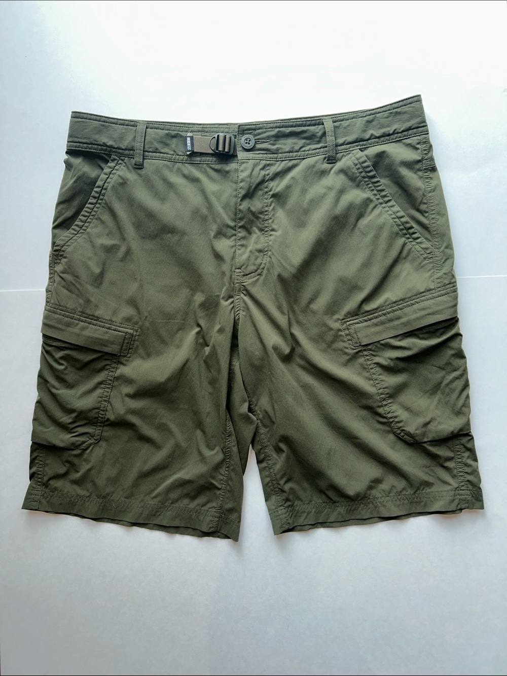 REI Co-op‎ Relaxed Fit Cargo Shorts Mens 36 Green Hiking Outdoor Stretch Belted